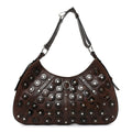 Calfskin Wood Embellished Mombasa Hobo Brown
