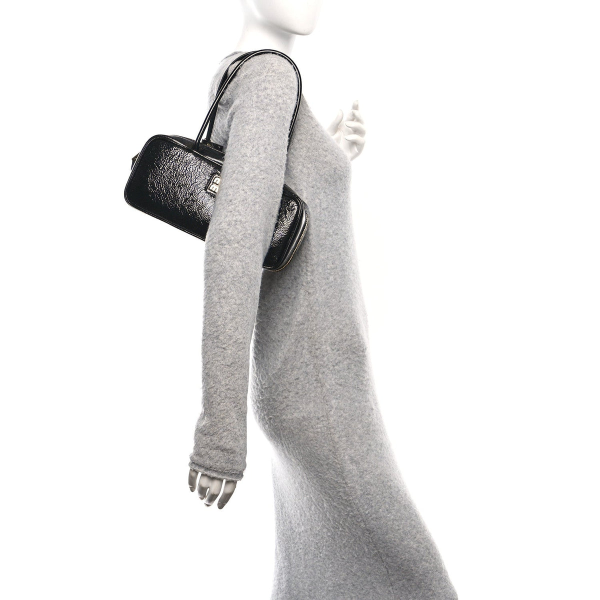 Naplak Patent Small Beau Top Handle Bag Black