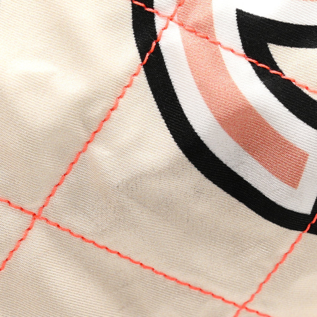 Nylon Stitched Printed Logo Shopping Bag Black White