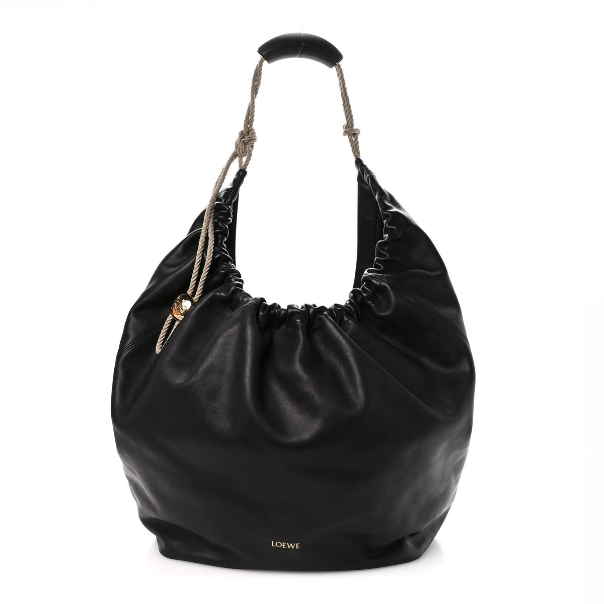 Calfskin XL Squeeze Cord Bag Black