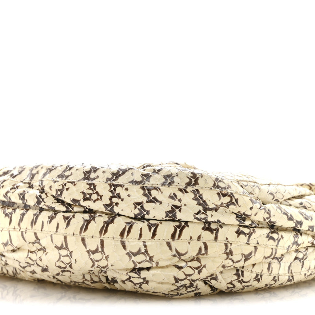 Snakeskin Small Matelasse Coffer Hobo Beige