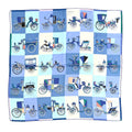 Silk Voitures Exquises Scarf 90 Bleu Jean Aqua White