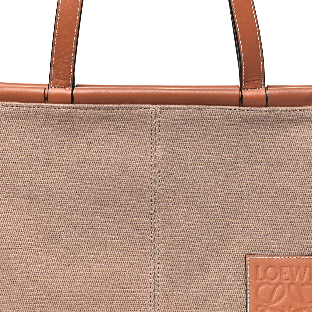 Canvas Calfskin Cushion Tote Taupe