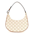 Canvas Calfskin Ava Triomphe Shoulder Bag White