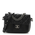 Calfskin Quilted Medium Rock My Shoulder Flap Black