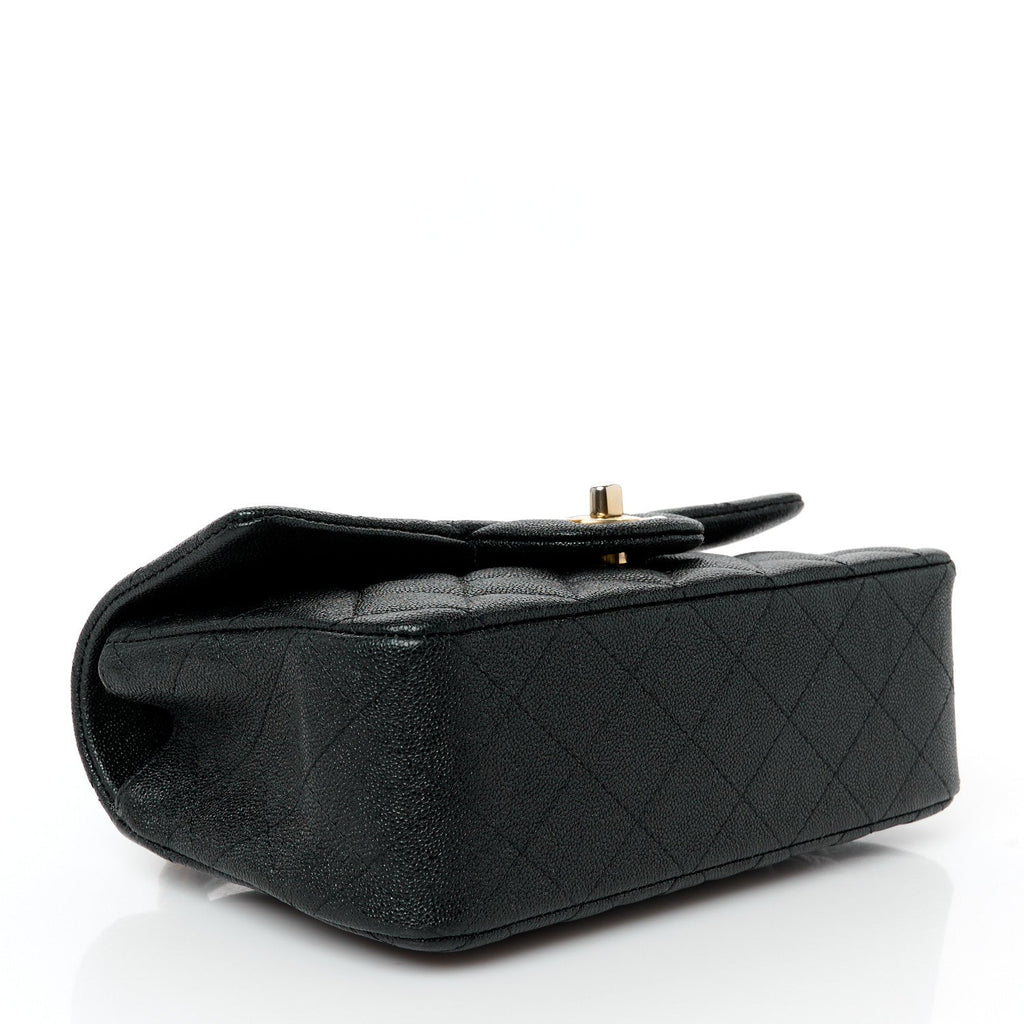 Caviar Quilted Mini Top Handle Rectangular Flap Black