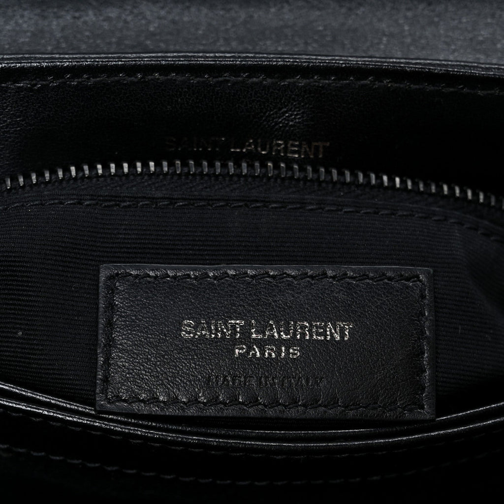 Calfskin Y Quilted Monogram Monochrome Toy Loulou Crossbody Bag Black