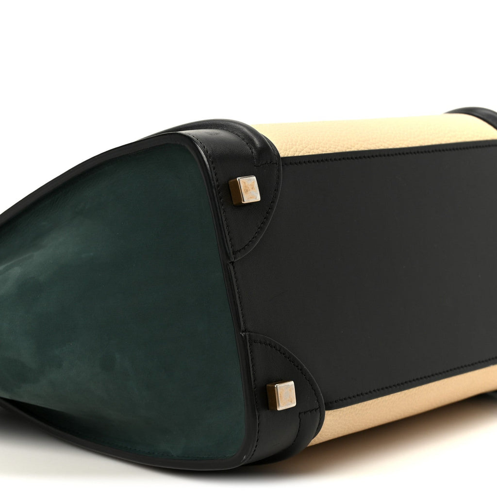 Baby Grained Calfskin Nubuck Micro Tri-Color Luggage Teal