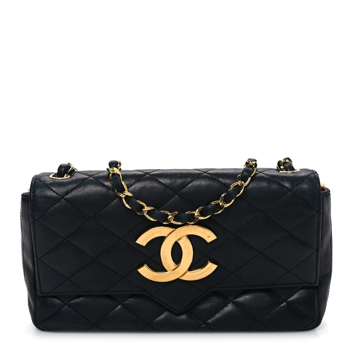 Lambskin Quilted Jumbo CC Small Single Flap Black