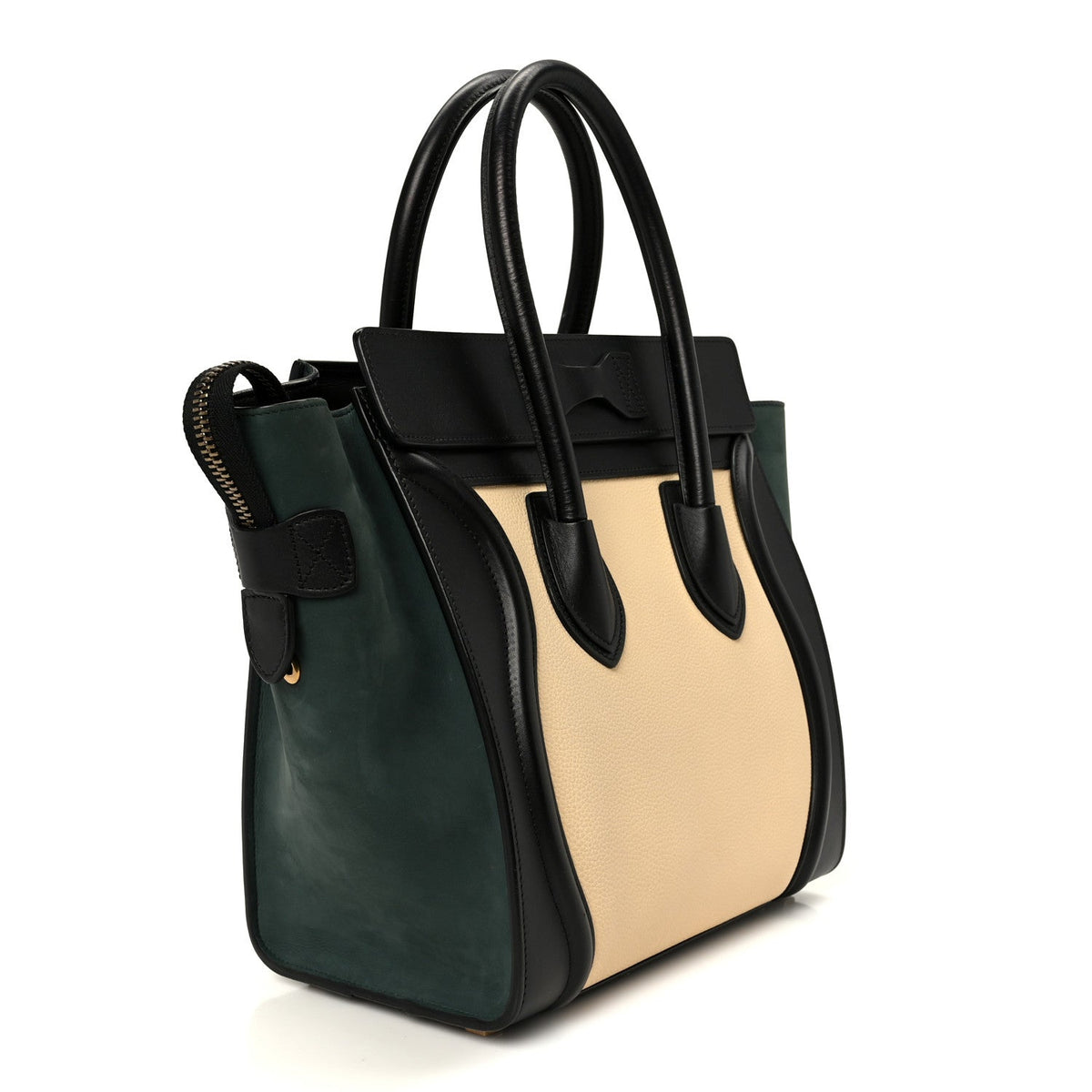 Baby Grained Calfskin Nubuck Micro Tri-Color Luggage Teal