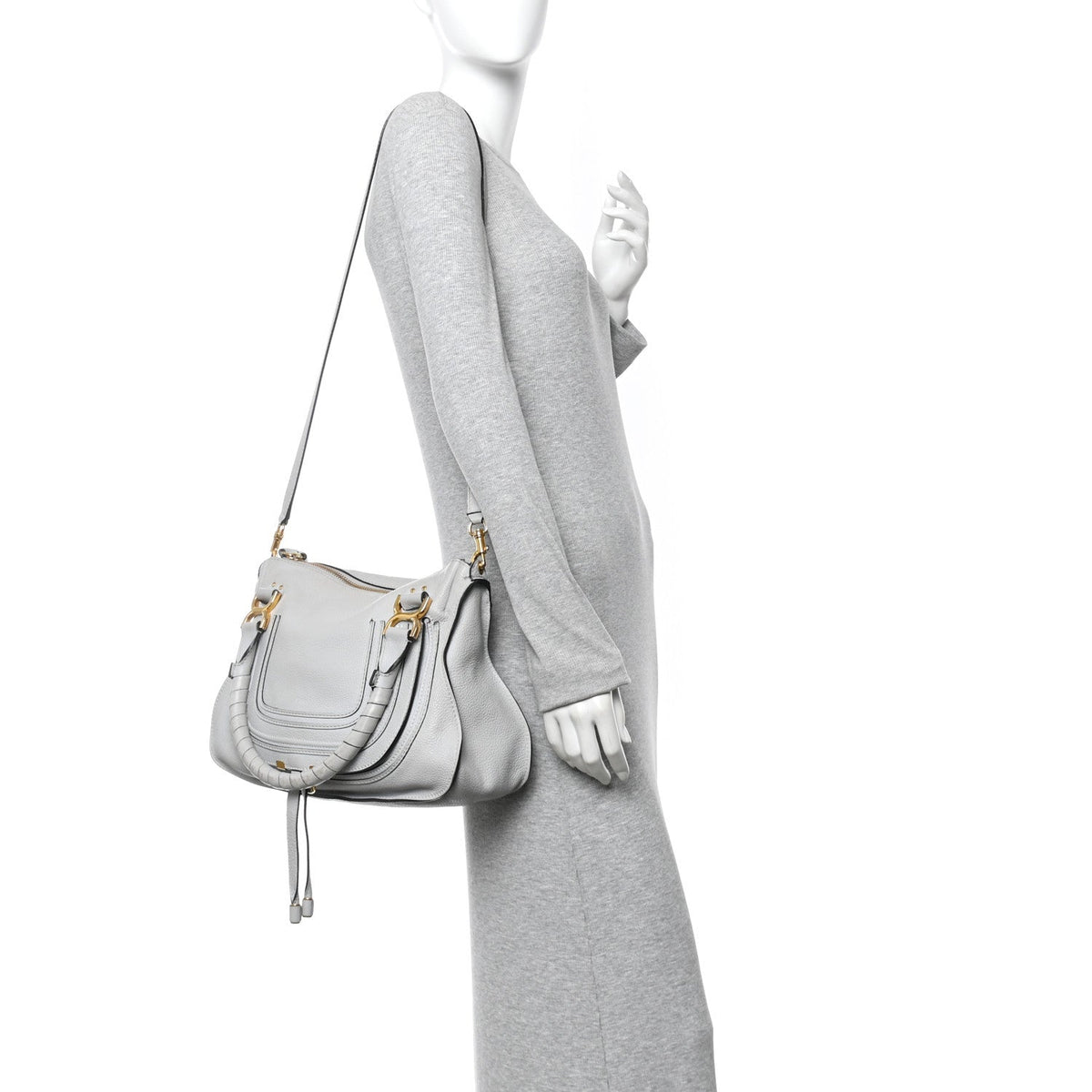Calfskin Small Marcie Satchel Faded Blue
