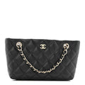 Caviar Quilted Classic Clutch Tote With Chain Black