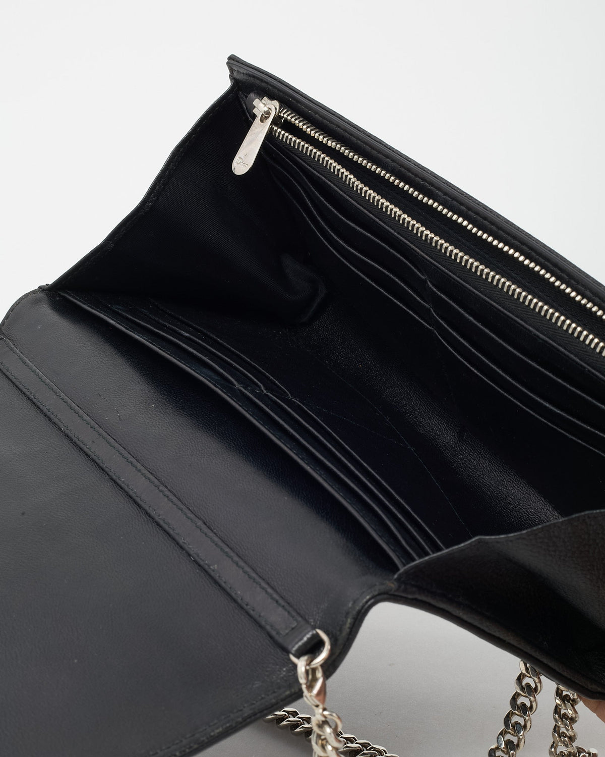 Dior Black Grained Calfskin Diorama Croisiere WOC Wallet on Chain Crossbody Bag