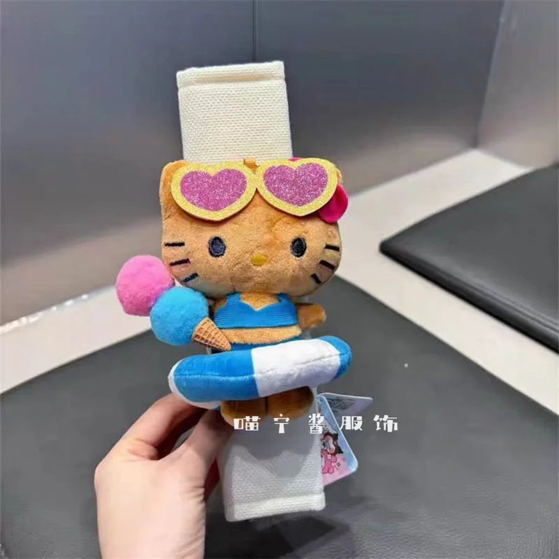Sanrios Car Accessories Seat Belt Anime Kitty Cat Shoulder Cover Cute Cartoon Animals Protection Seat Belt Padding Pad Cushion