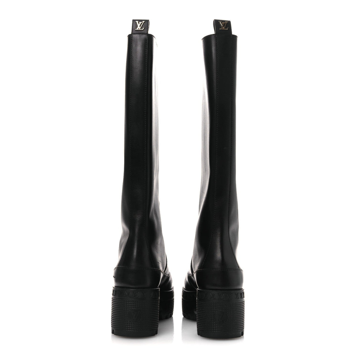 Calfskin Laureate Platform High Boots 36 Black