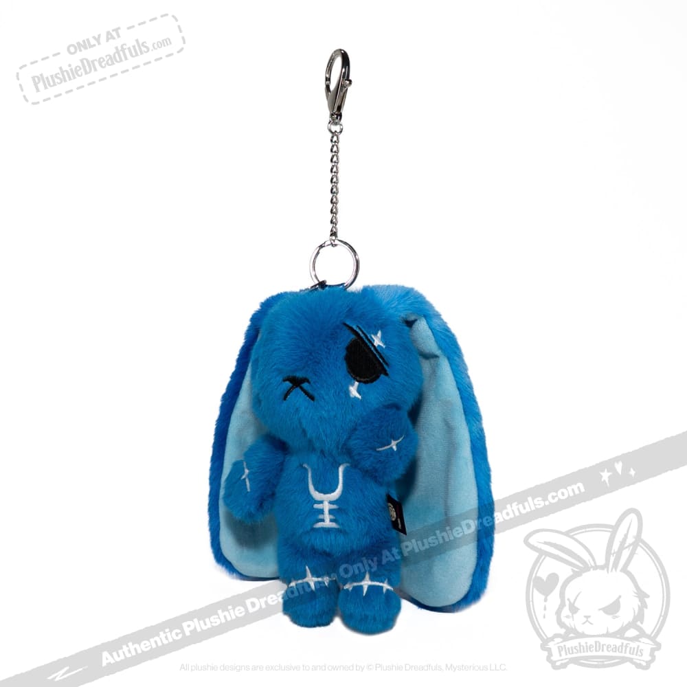 Blue Anxiety Rabbit Plush Keychain Accessory
