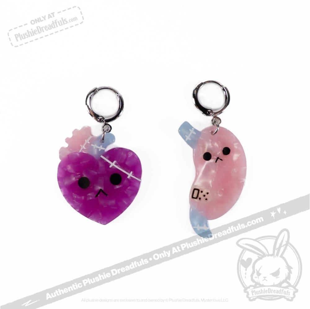Bone Organ Izer Heart and Stomach Earrings