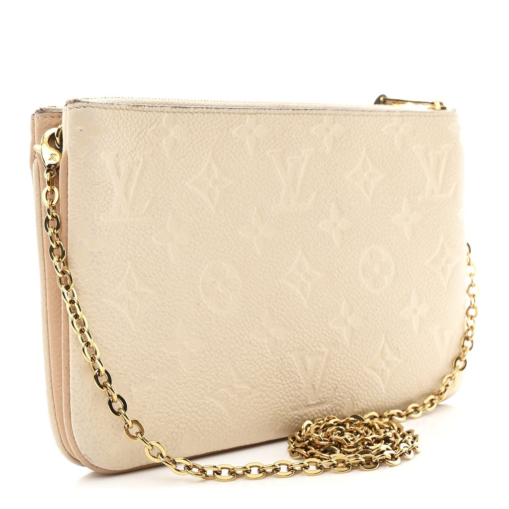 Empreinte Double Zip Pochette Beige Rose Creme