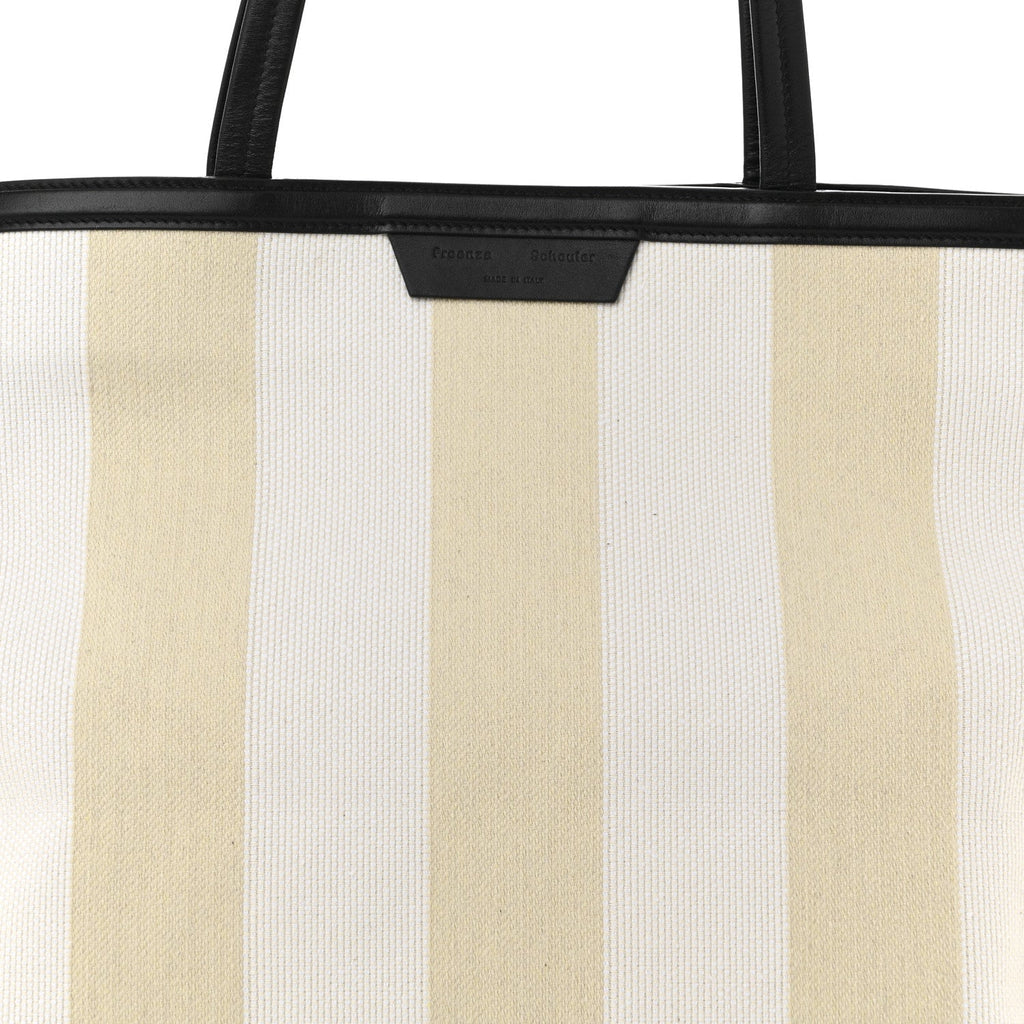 Canvas Striped Days Tote Resin White