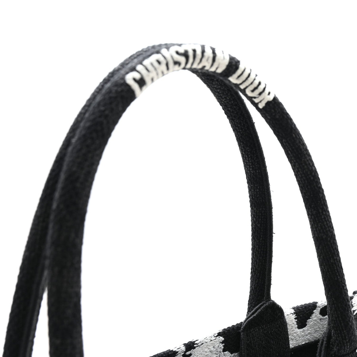 Canvas Embroidered Medium Paris Book Tote Black White