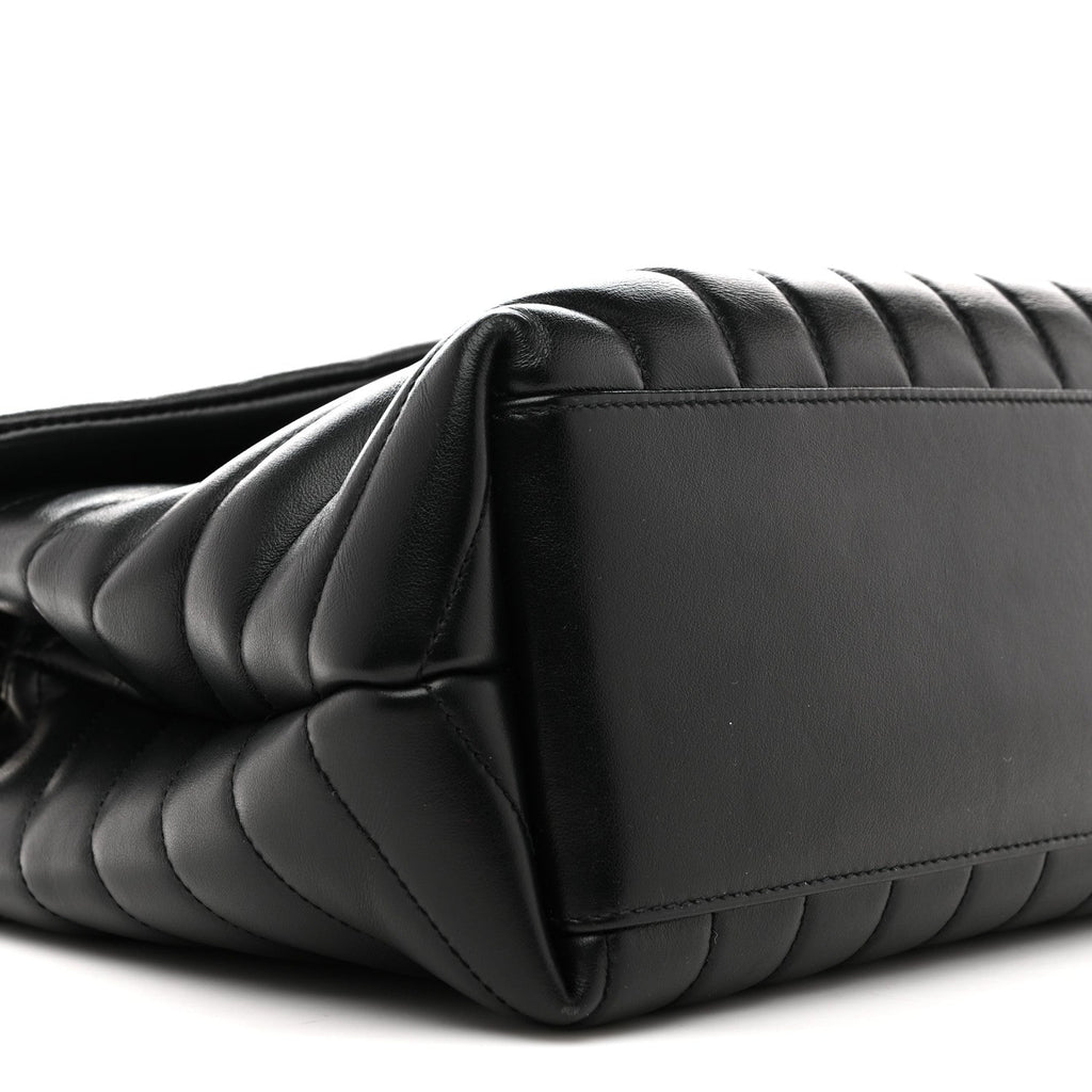 Calfskin Y Quilted Monogram Medium Loulou Chain Satchel Black