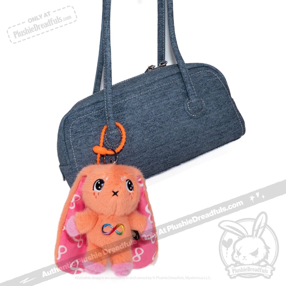 Orange Autism Rabbit Plush Keychain Accessory